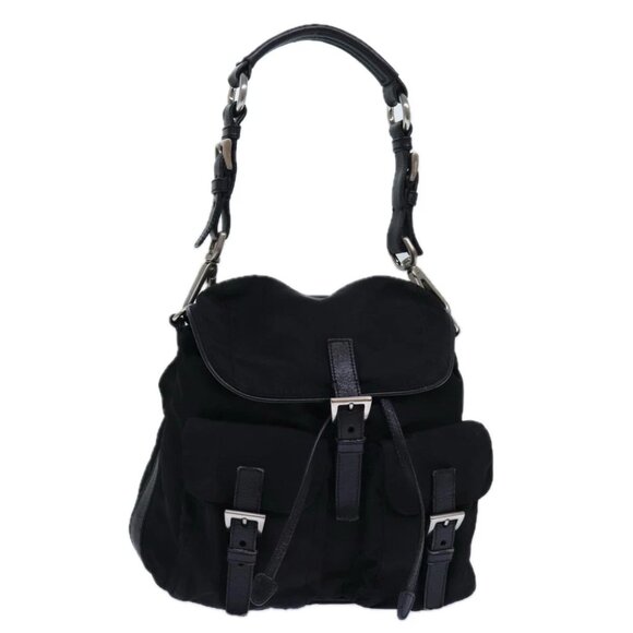 PRADA Backpack Nylon Black Silver Auth 85289V - Picture 1 of 15